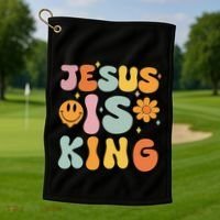 Jesus Is King Christian Religious Golf Towel thumb 1