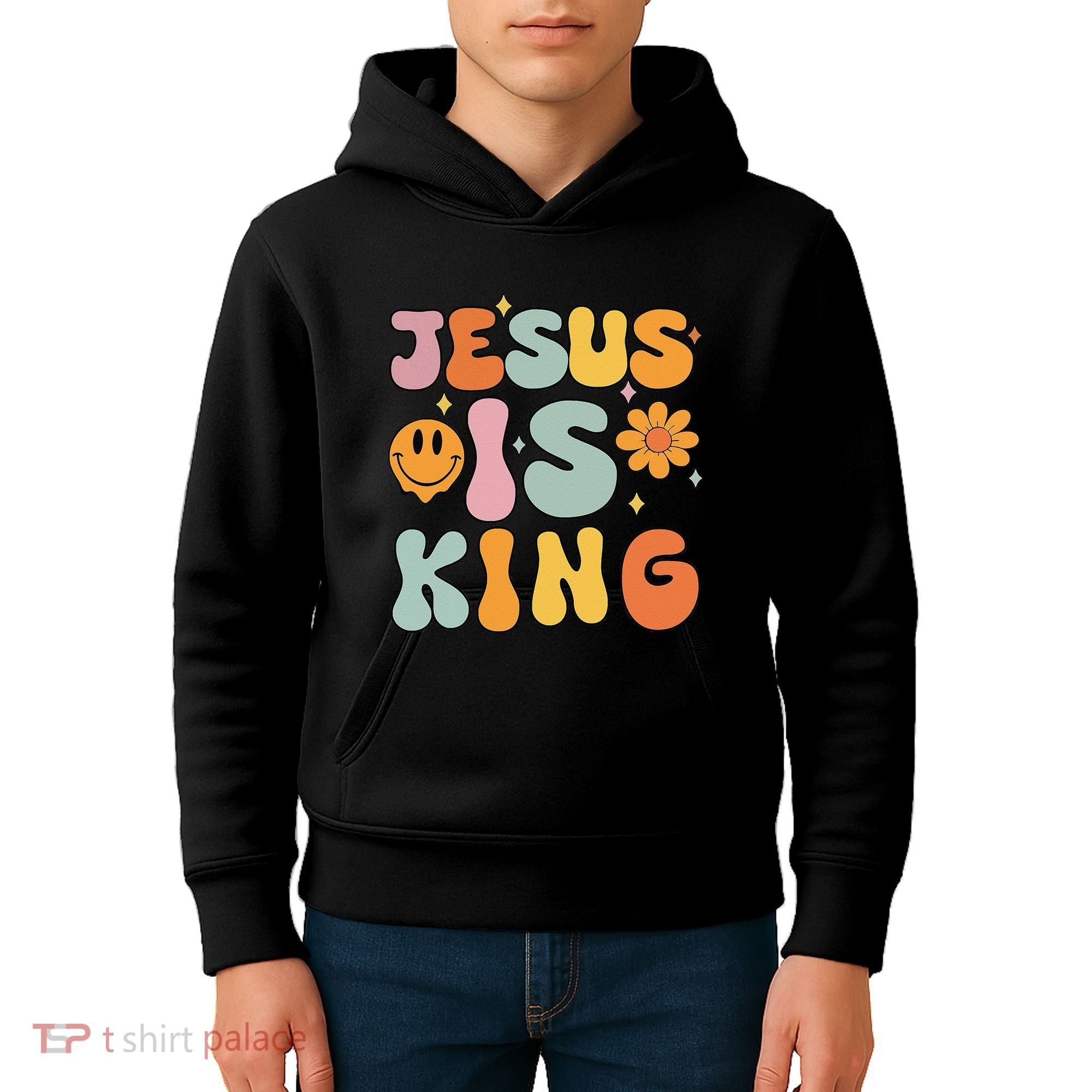 Jesus Is King Christian Religious Kids Hoodie