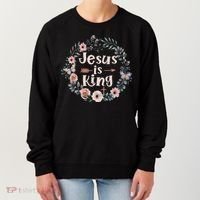 Jesus Is King Religious Floral Christian Women's Sweatshirt thumb 0