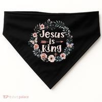 Jesus Is King Religious Floral Christian USA-Made Doggie Bandana thumb 0