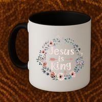 Jesus Is King Religious Floral Christian Coffee Mug thumb 2