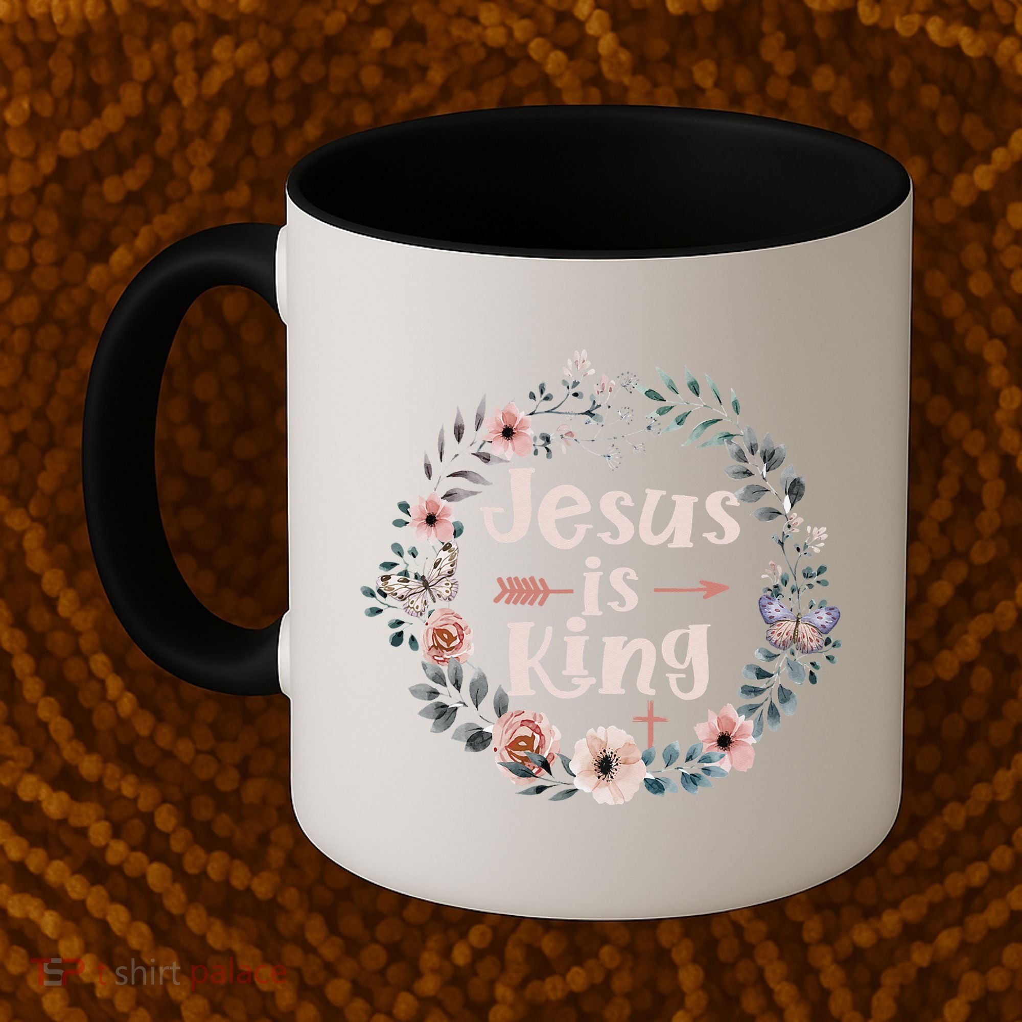 Jesus Is King Religious Floral Christian Coffee Mug
