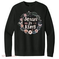 Jesus Is King Religious Floral Christian V.I.T. Fleece Crew Sweatshirt thumb 0