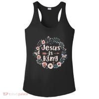 Jesus Is King Religious Floral Christian Ladies PosiCharge Competitor Racerback Tank thumb 0