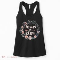 Jesus Is King Religious Floral Christian Women's Tank Top thumb 0