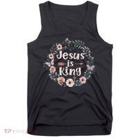 Jesus Is King Religious Floral Christian Tank Top thumb 0