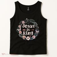 Jesus Is King Religious Floral Christian Tank Top thumb 2