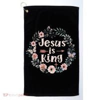 Jesus Is King Religious Floral Christian Golf Towel thumb 0