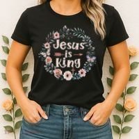 Jesus Is King Religious Floral Christian Women's T-Shirt thumb 2