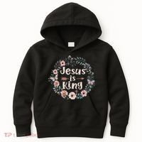 Jesus Is King Religious Floral Christian Kids Hoodie thumb 0