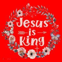 Jesus Is King Religious Floral Christian Santa Hat thumb 1