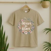 Jesus Is King Religious Floral Christian T-Shirt thumb 2