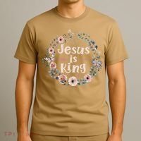 Jesus Is King Religious Floral Christian T-Shirt thumb 3