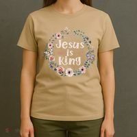 Jesus Is King Religious Floral Christian T-Shirt thumb 4