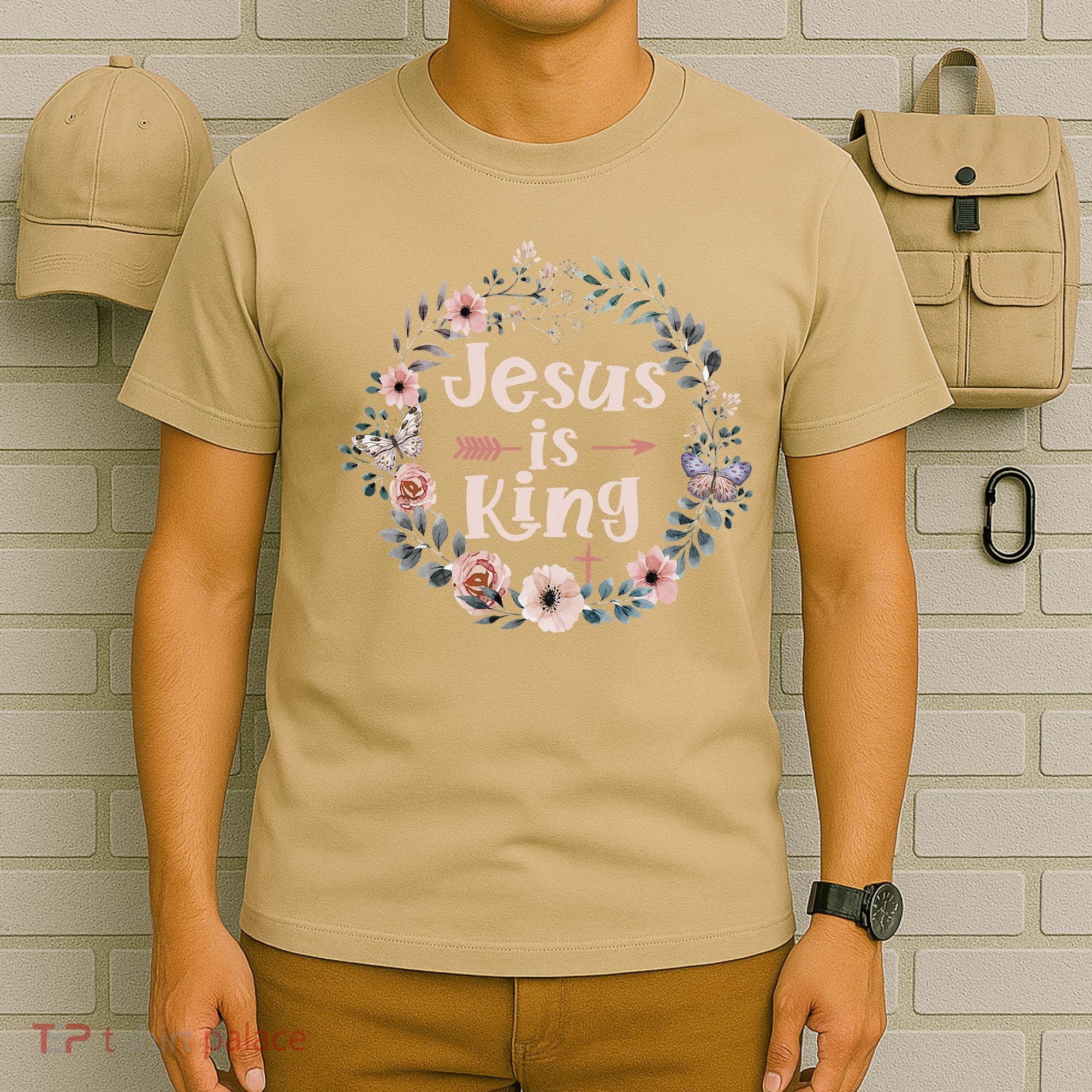 Jesus Is King Religious Floral Christian T-Shirt
