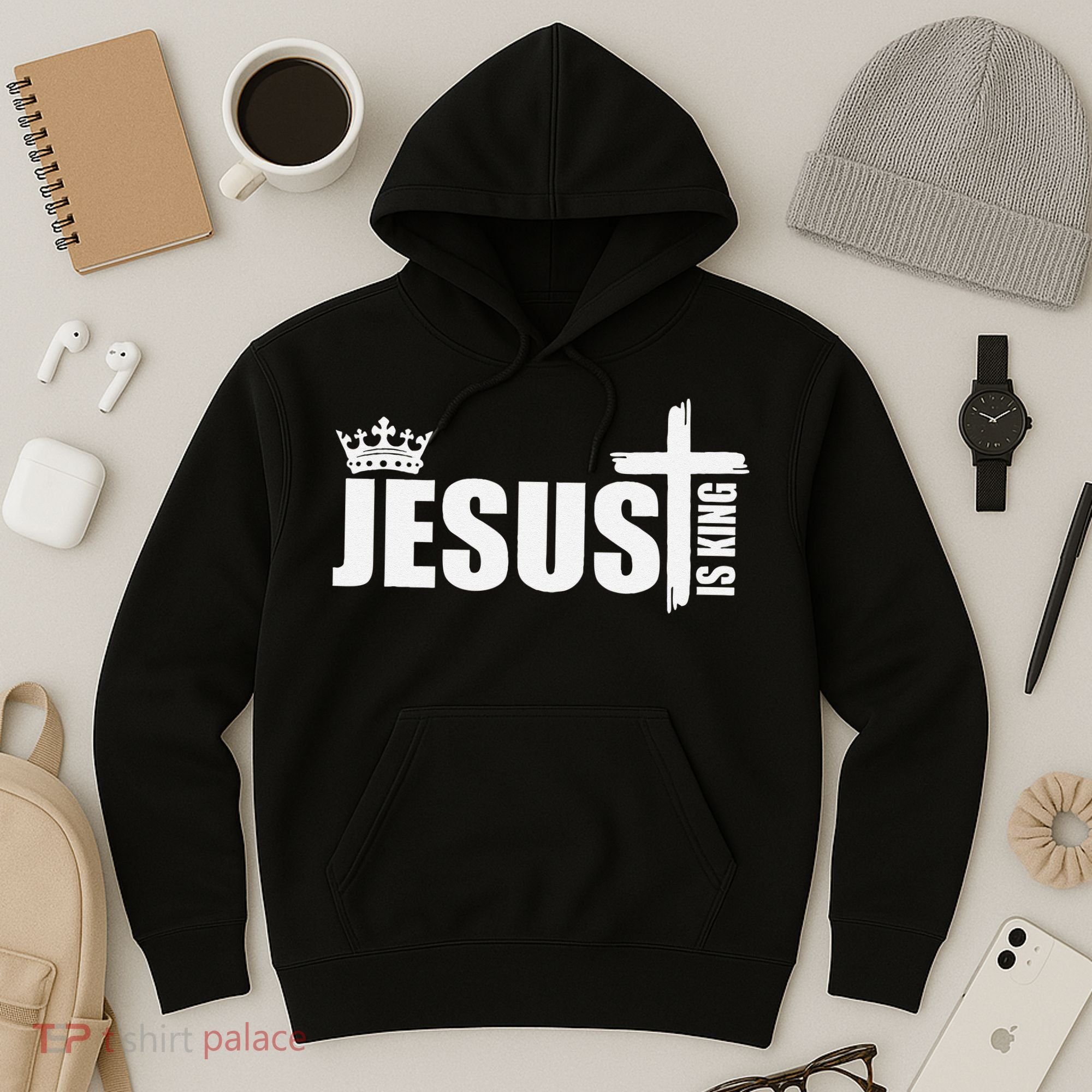 Jesus Is King Simple Crown Logo Hoodie