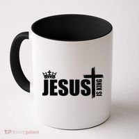 Jesus Is King Simple Crown Logo Coffee Mug thumb 0