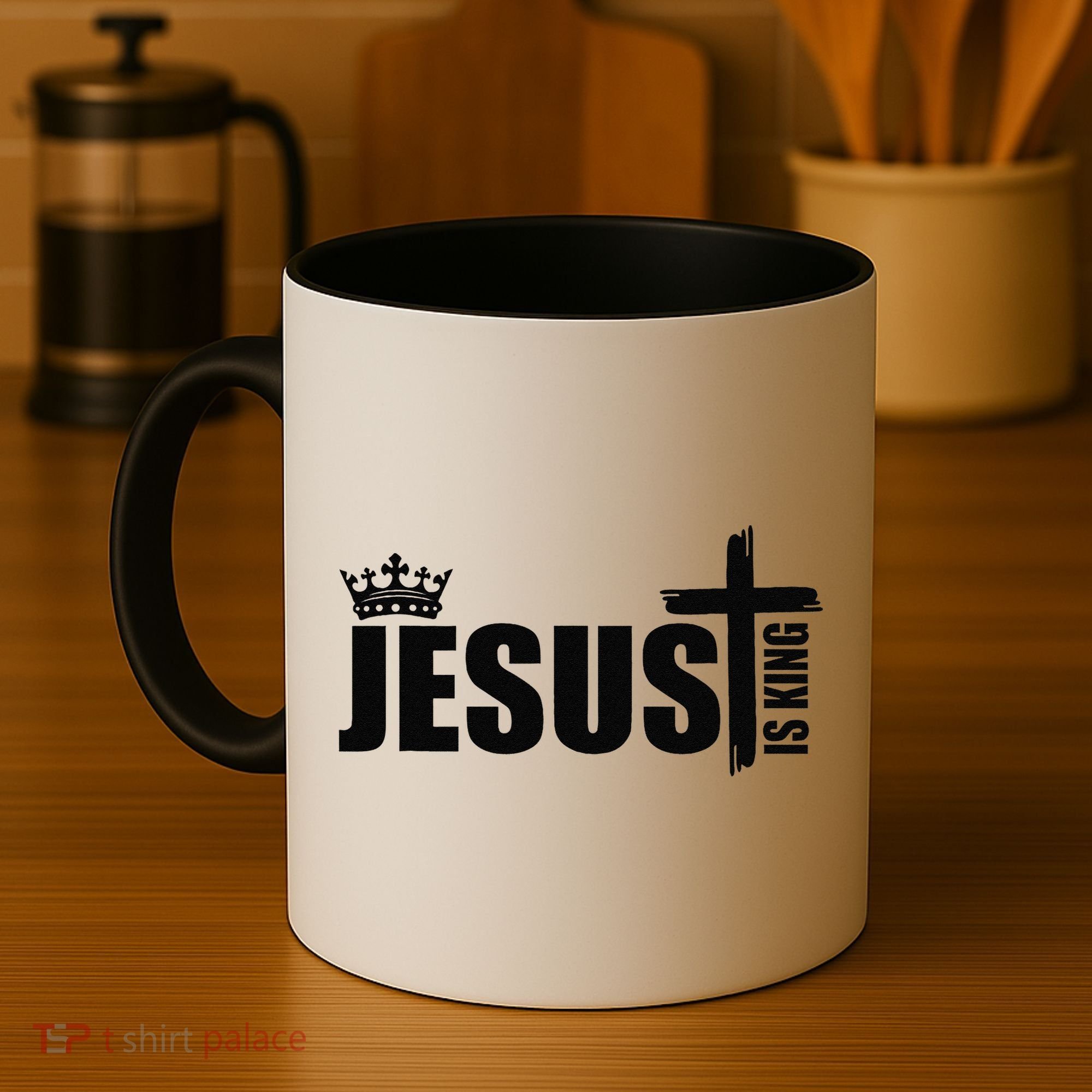 Jesus Is King Simple Crown Logo Coffee Mug