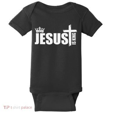 Jesus Is King Simple Crown Logo Baby Bodysuit