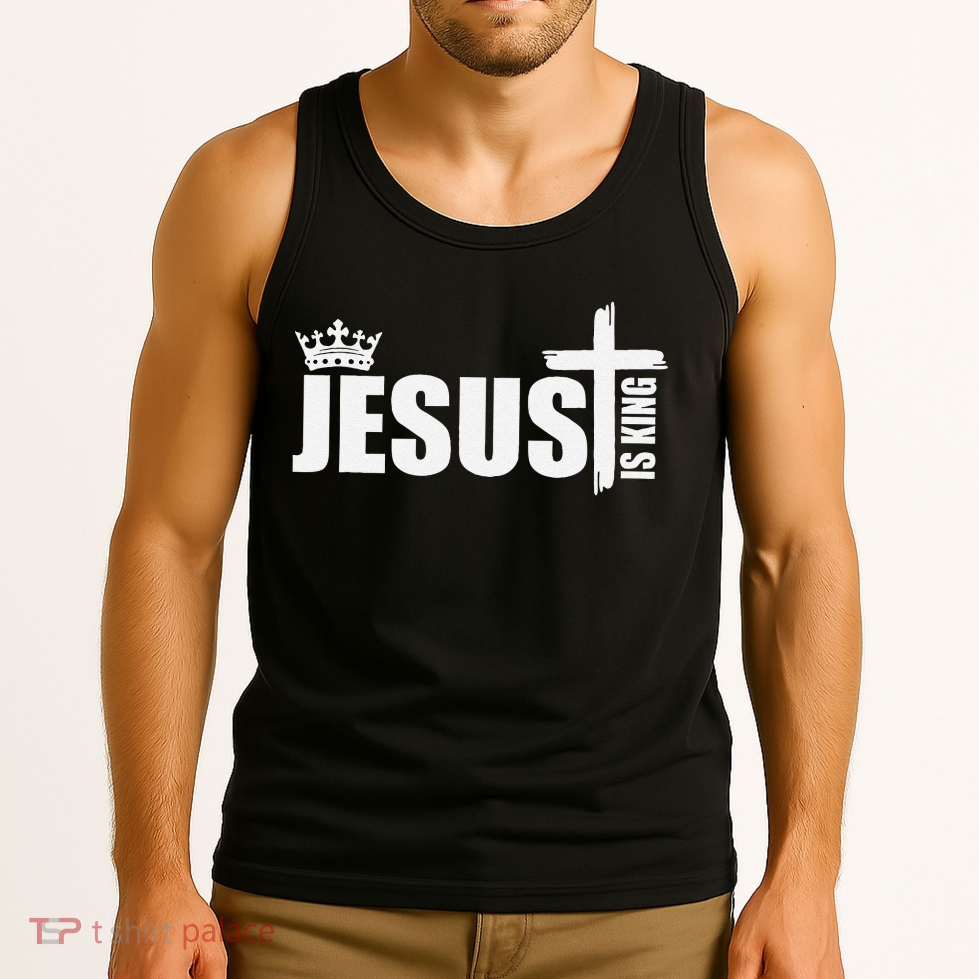 Jesus Is King Simple Crown Logo Tank Top
