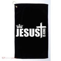 Jesus Is King Simple Crown Logo Golf Towel thumb 0