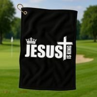 Jesus Is King Simple Crown Logo Golf Towel thumb 1