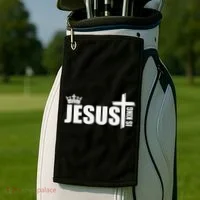 Jesus Is King Simple Crown Logo Golf Towel thumb 2