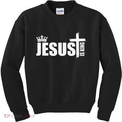 Jesus Is King Simple Crown Logo Kids Sweatshirt