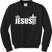 Jesus Is King Simple Crown Logo Kids Sweatshirt thumb 0