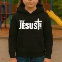 Jesus Is King Simple Crown Logo Kids Hoodie thumb 3