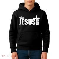 Jesus Is King Simple Crown Logo Kids Hoodie thumb 4