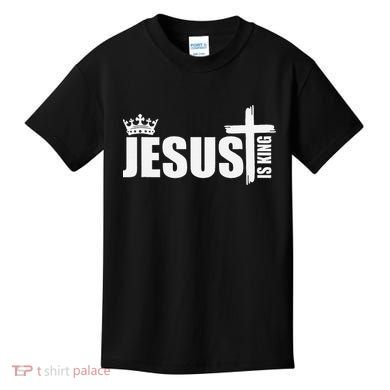 Jesus Is King Simple Crown Logo Kids T-Shirt