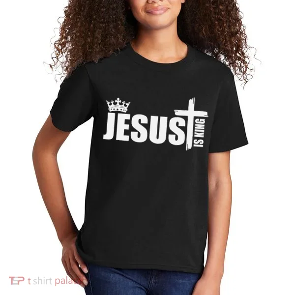 Jesus Is King Simple Crown Logo Kids T-Shirt