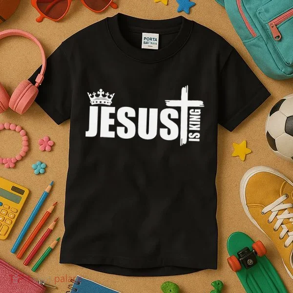 Jesus Is King Simple Crown Logo Kids T-Shirt