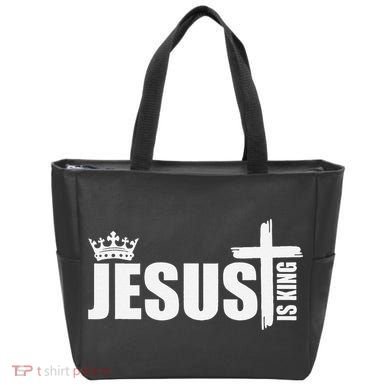 Jesus Is King Simple Crown Logo Tote Bag