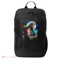 Jesus is King Stained Glass Art Portrait Silhouette Rev 1 8 City Backpack thumb 0