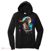 Jesus is King Stained Glass Art Portrait Silhouette Rev 1 8 Women's Hoodie thumb 0