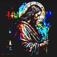 Jesus is King Stained Glass Art Portrait Silhouette Rev 1 8 Baby Bodysuit thumb 2