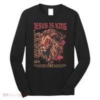 Jesus Is King Christian Lion Bible Scripture Faith Quote Long Sleeve Shirt thumb 0