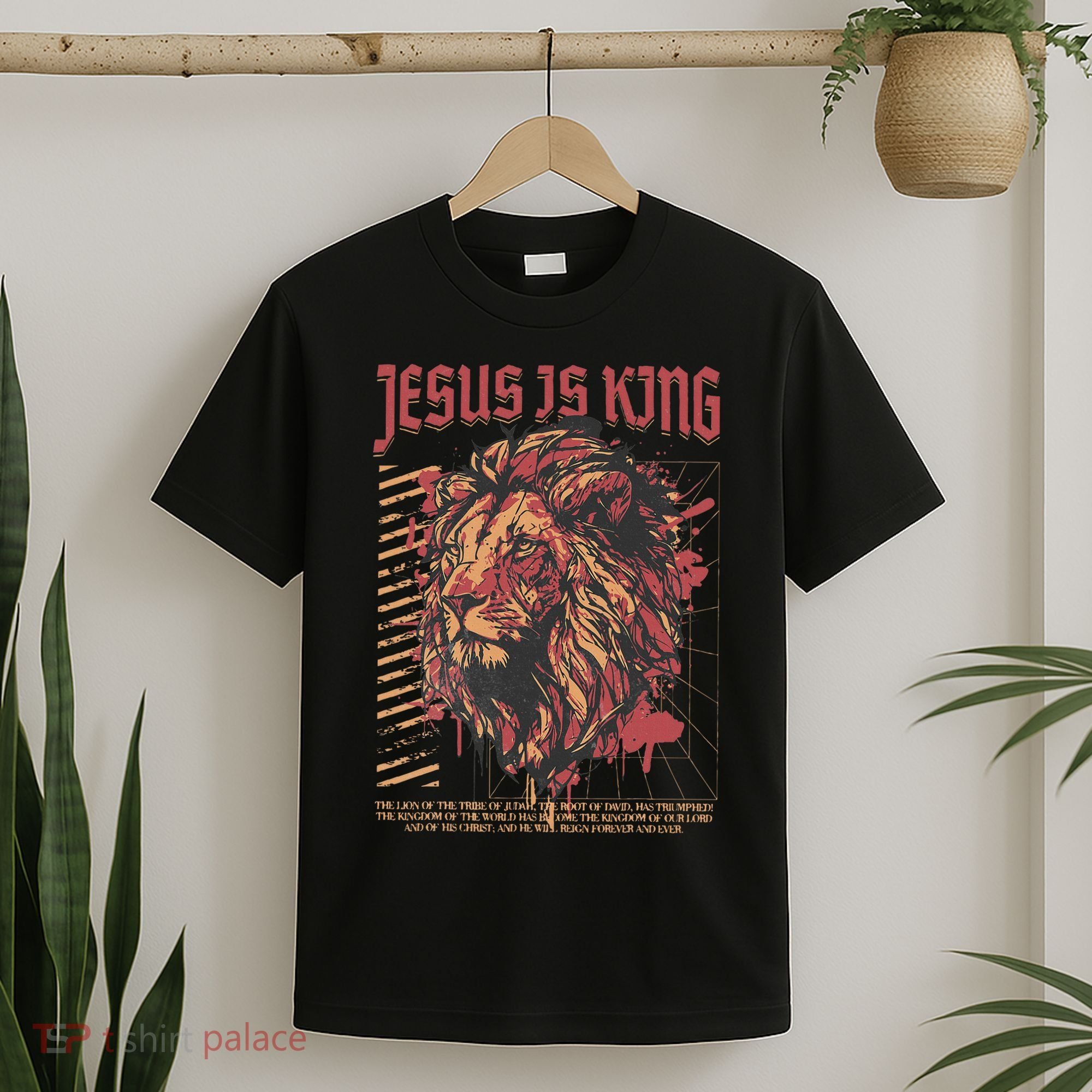 Jesus Is King Christian Lion Bible Scripture Faith Quote T-Shirt