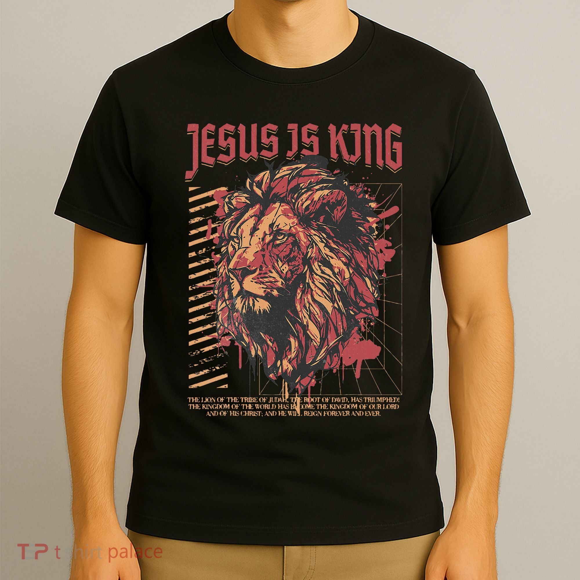 Jesus Is King Christian Lion Bible Scripture Faith Quote T-Shirt