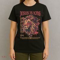Jesus Is King Christian Lion Bible Scripture Faith Quote T-Shirt thumb 4