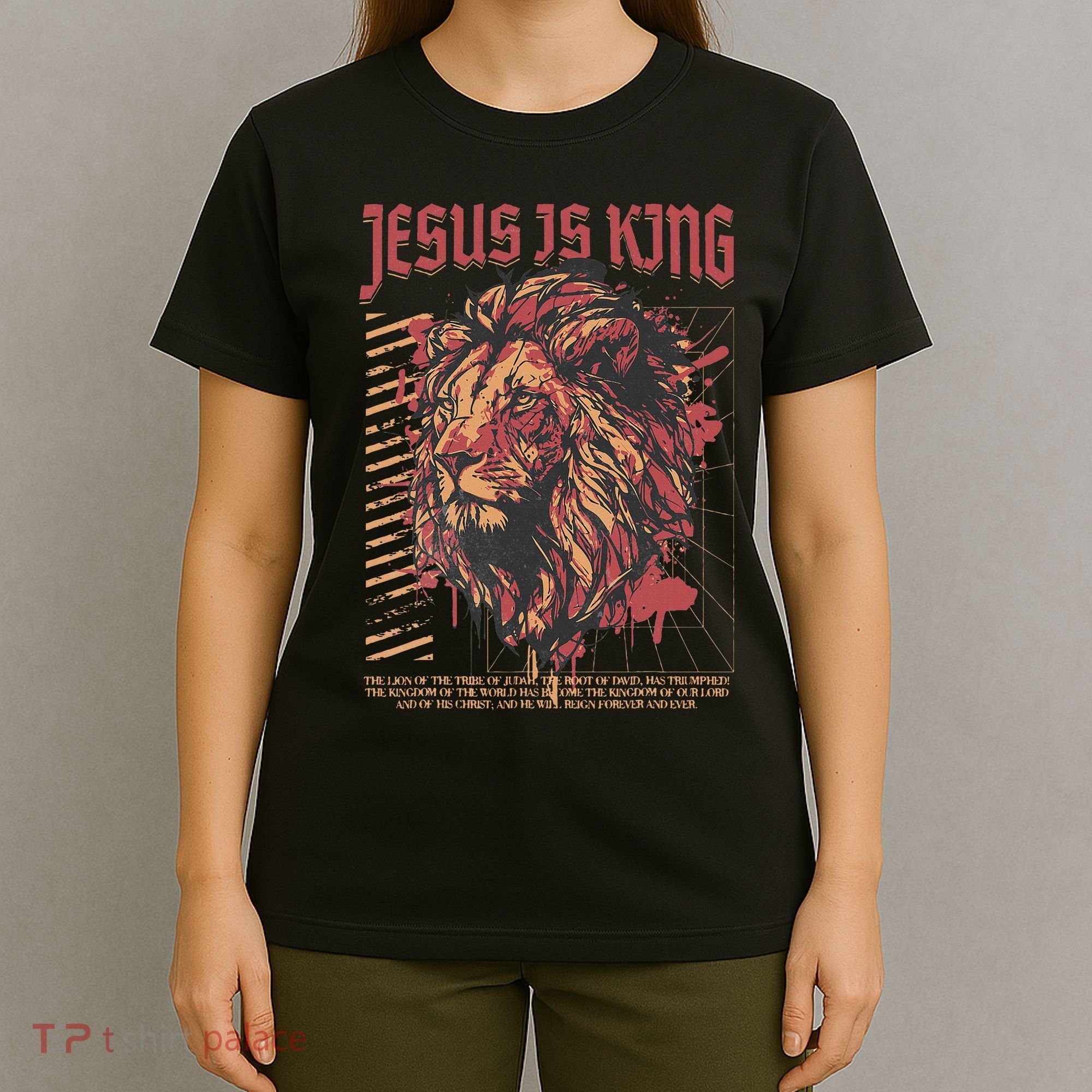 Jesus Is King Christian Lion Bible Scripture Faith Quote T-Shirt