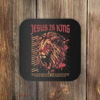 Jesus Is King Christian Lion Bible Scripture Faith Quote Coaster thumb 0