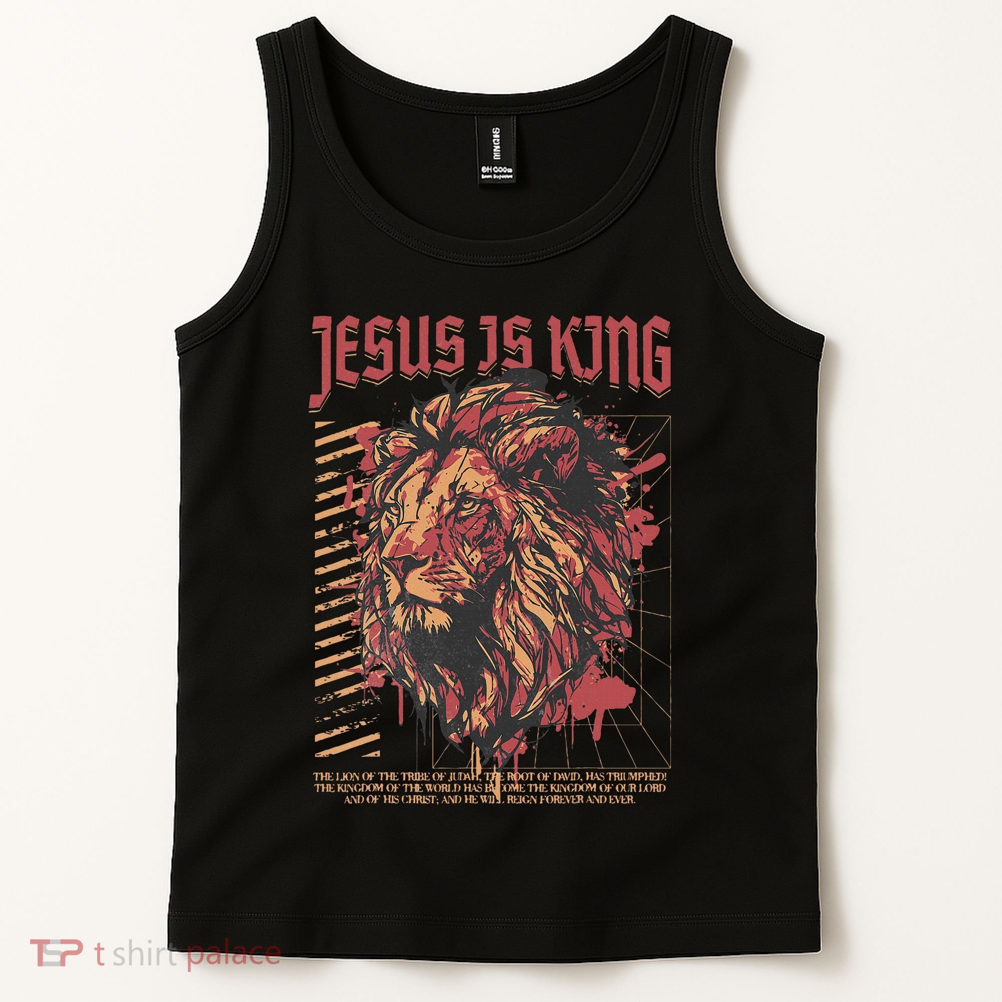 Jesus Is King Christian Lion Bible Scripture Faith Quote Tank Top