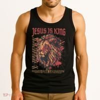 Jesus Is King Christian Lion Bible Scripture Faith Quote Tank Top thumb 3