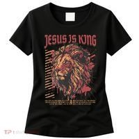 Jesus Is King Christian Lion Bible Scripture Faith Quote Women's T-Shirt thumb 0