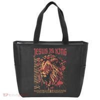 Jesus Is King Christian Lion Bible Scripture Faith Quote Tote Bag thumb 0