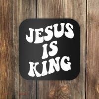 Jesus Is King Groovy Retro Christianity Coaster thumb 0