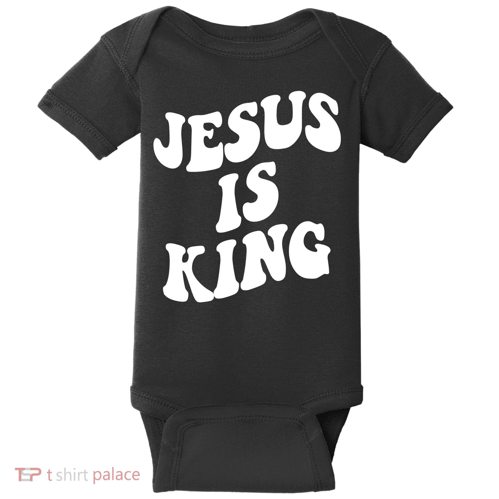 Jesus Is King Groovy Retro Christianity Baby Bodysuit